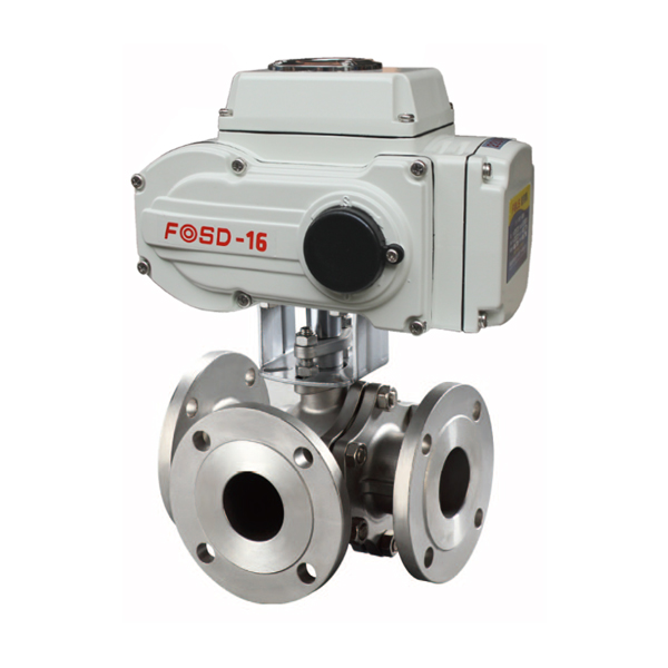 Electric three-way flanged ball valve