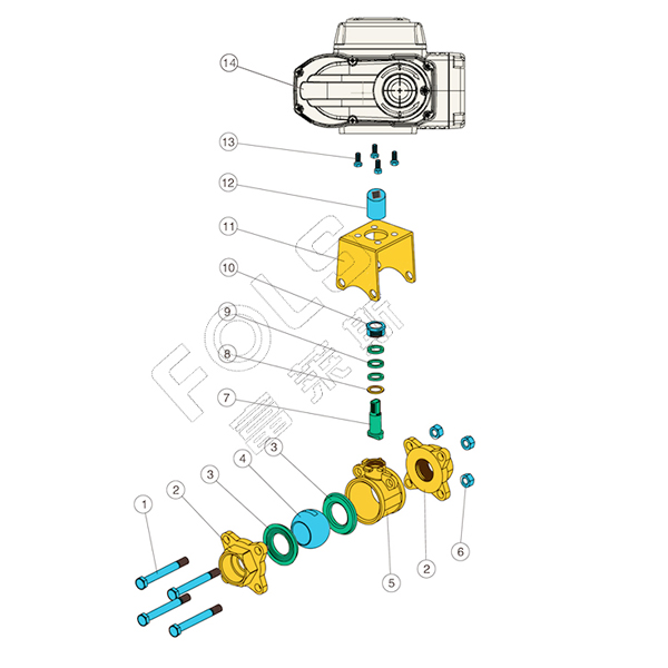 Electric three-way flanged ball valve