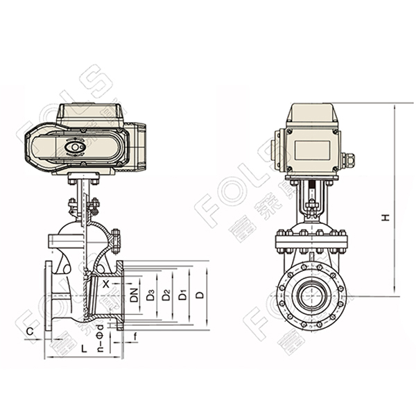 Electric flange hard seal gate valve