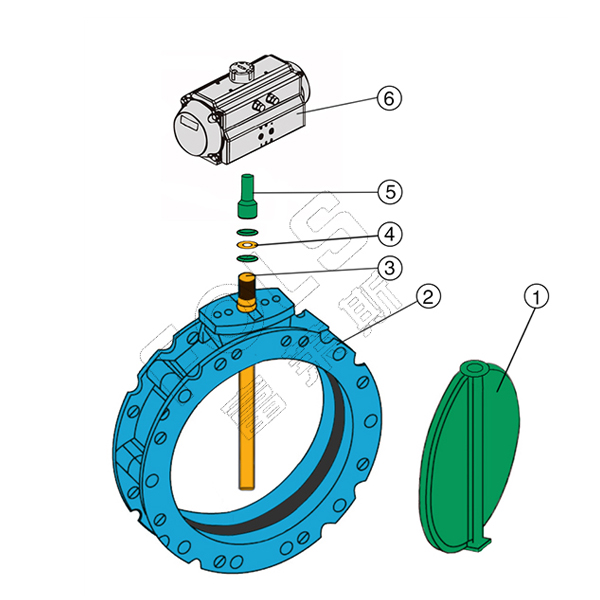 Pneumatic powder butterfly valve