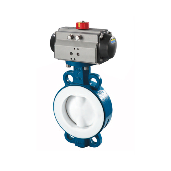 Pneumatic fluorine lined butterfly valve