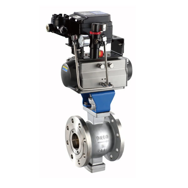 Pneumatic flange type V ball valve