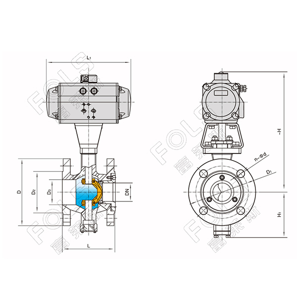 Pneumatic thin ball valve