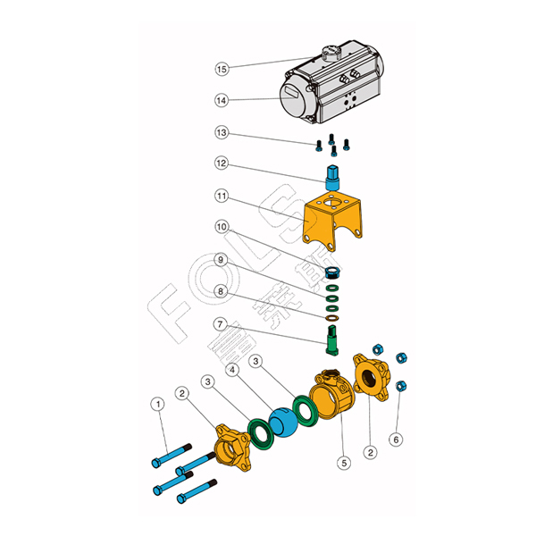 Pneumatic three-piece ball valve