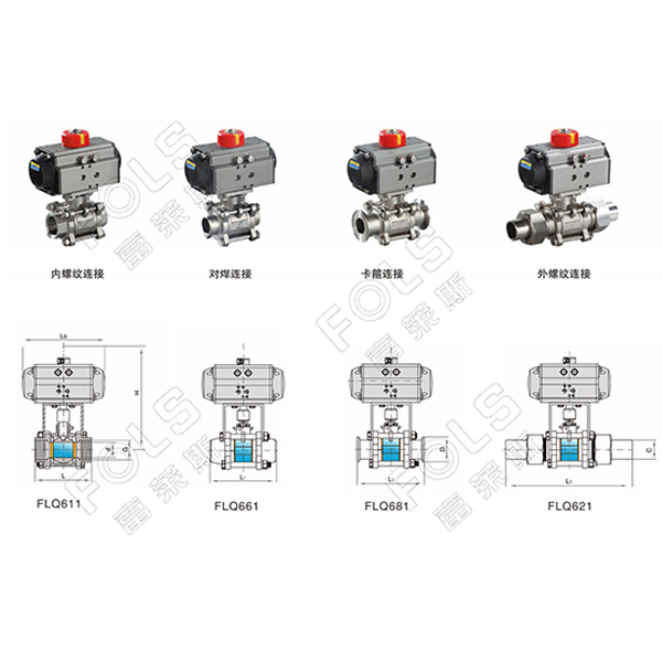 Pneumatic three-piece ball valve