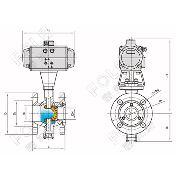 Pneumatic Wafer Type V Ball Valve