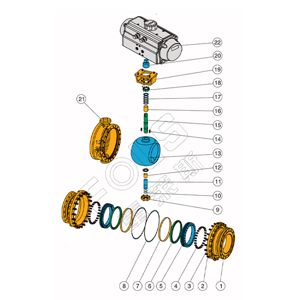 Pneumatic fixed ball valve