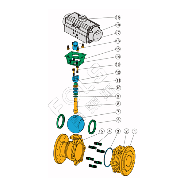 Pneumatic flanged ball valve