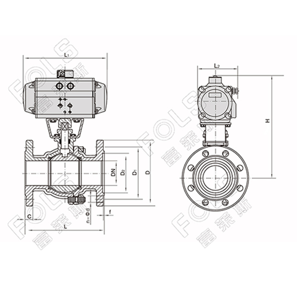 Pneumatic flanged ball valve