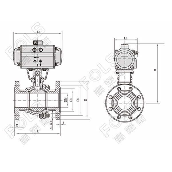 Pneumatic flanged ball valve